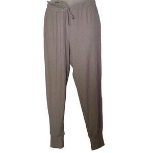 Chaser Women's Ribbed Knit Jogger Pants with Drawstring Waist Size S Beige